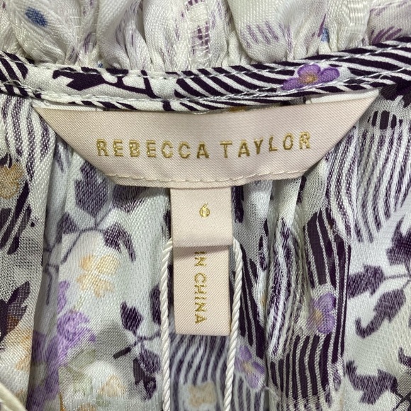 Rebecca Taylor Belle Bouquet Silk Blend Top in Snow Combo NWT $375 Retail - Picture 5 of 9